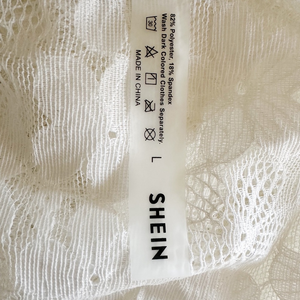SHEIN white swimwear cover up wrap lace sarong NWOT large - Picture 5 of 5